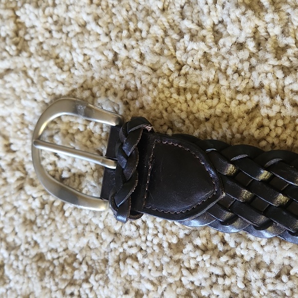 Tresse Women's belt small hand black braided genuine leather 36 - Picture 1 of 3